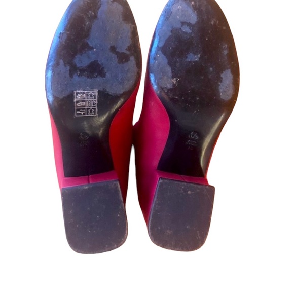 Philip Lim Cube 3.1 Open Toe Leather Burgundy  Chunky Block Heel Mules - Picture 11 of 13